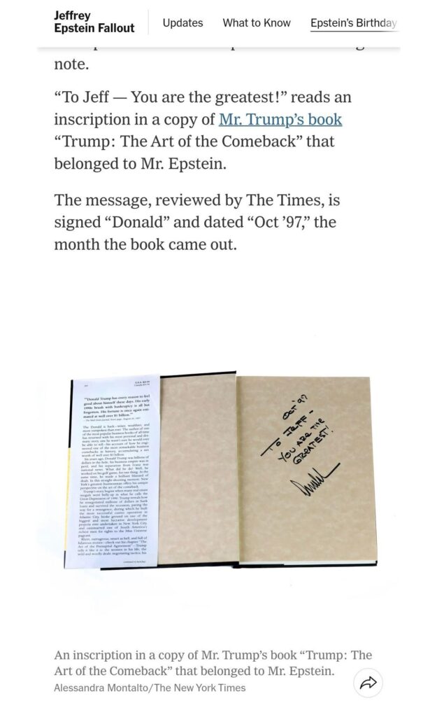 Trump chama Epstein de 'o maioral' em dedicatória de livro; veja FOTO obtida por jornal | Mundo